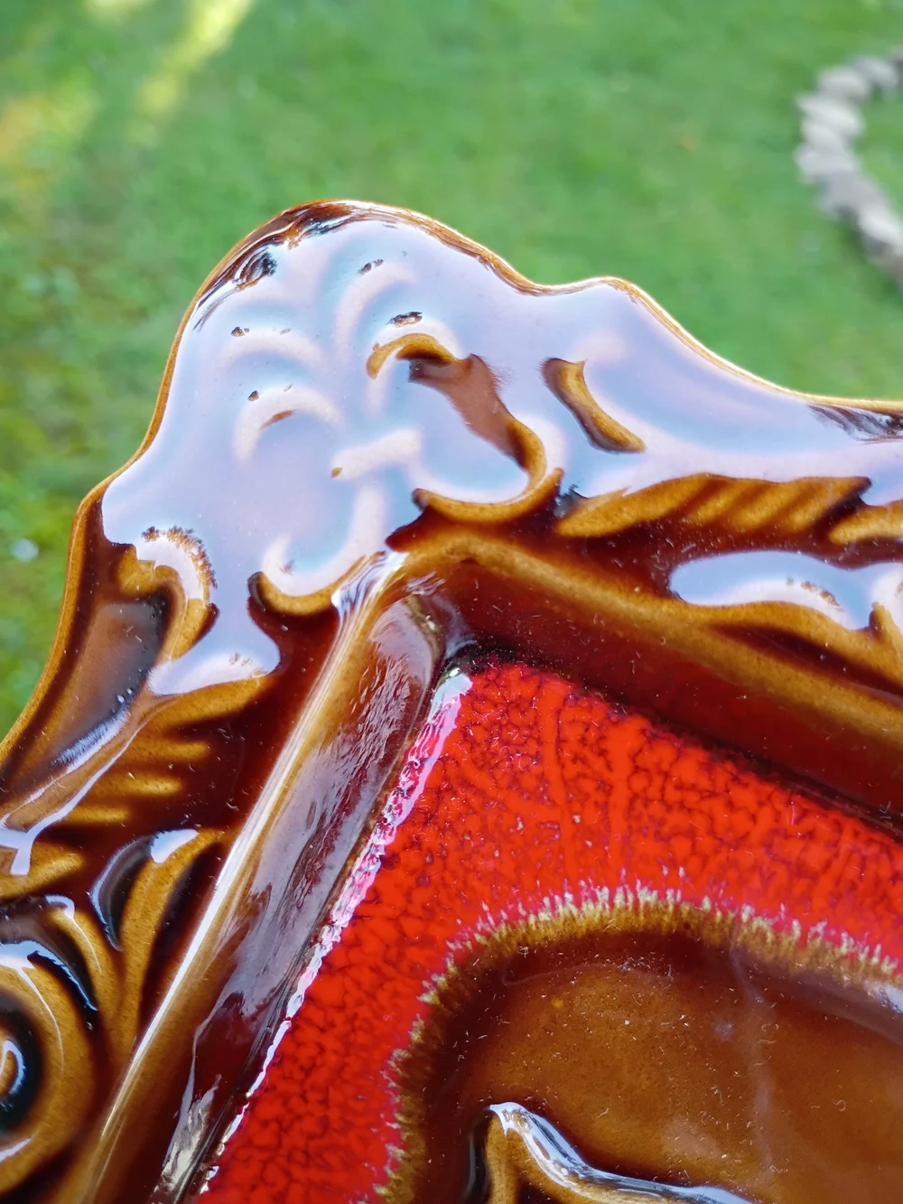 Vintage 60's Glazed Ceramic Square Brown/orange Ashtray USA EA-10-2S